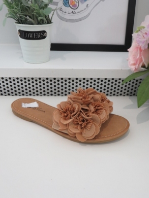 Klapki damskie na płaskim (36-41) MS9058 CAMEL