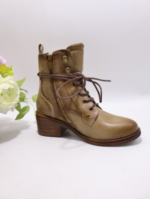 Botki damskie ocieplane na obcasie (36-41) F6860 KHAKI