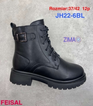 Botki damskie ocieplane na płaskim (37-42) JH22-6 BLACK