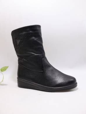 Kozaki damskie ocieplane na płaskim (39-43) 2205-6 BLACK