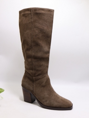 Kozaki damskie na obcasie (36-41) 2704 KHAKI/SKOR