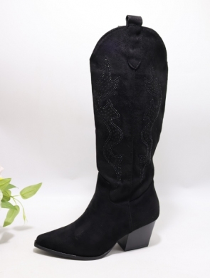 Kozaki damskie na obcasie (36-41) 2539A BLACK