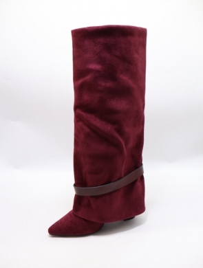 Kozaki damskie na obcasie (36-41) 2502A-1 WINE