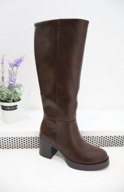 Kozaki damskie ocieplane na obcasie (36-41) 1615 BROWN