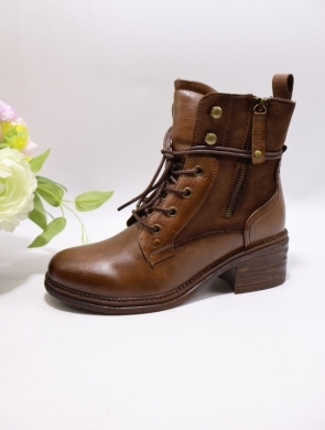 Botki damskie ocieplane na obcasie (36-41) F6860 BROWN