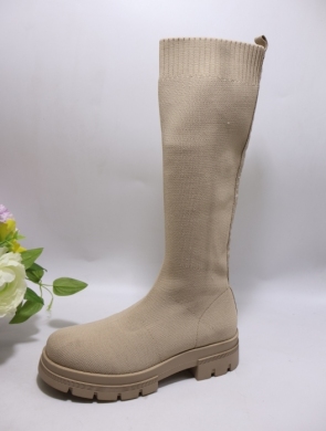 Kozaki damskie na płaskim (36-41) RQ441 BEIGE