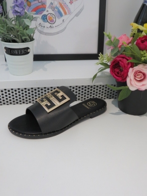 Klapki damskie na płaskim (36-41) M12 BLACK