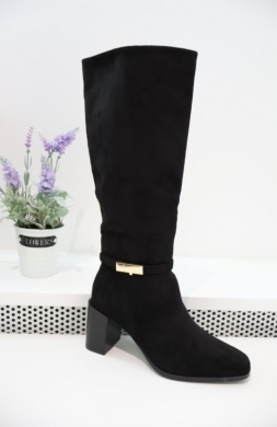 Kozaki damskie ocieplane na obcasie (36-41) 5330-1 BLACK