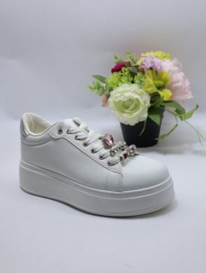 Buty sportowe damskie na płaskim (36-41) 85-968 WH/SILVER