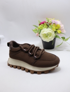 Buty sportowe damskie na płaskim (36-41) 24898 BROWN