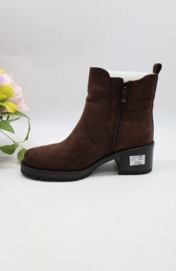 Botki damskie ocieplane na obcasie (36-41) 6506 BROWN