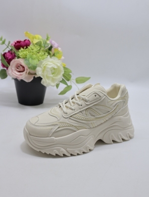 Buty sportowe damskie na płaskim (36-41) 6025 BEIGE