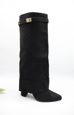 Kozaki damskie ocieplane na obcasie (36-41) 52201 BLACK