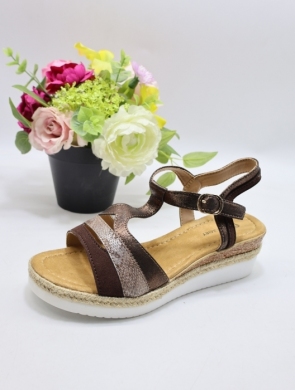 Sandały damskie na koturnie (36-41) F6897 BROWN