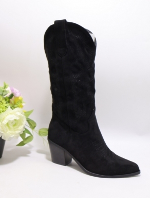 Kozaki damskie ocieplane na obcasie (36-41) 5555 BLACK