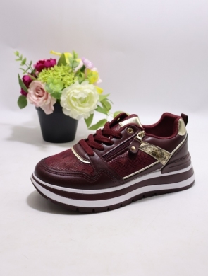 Buty sportowe damskie na płaskim (36-41) 21-Q118 WINE