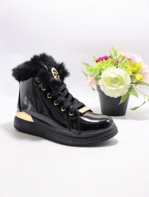 Botki damskie ocieplane na płaskim (36-41) 3007-12 BLACK