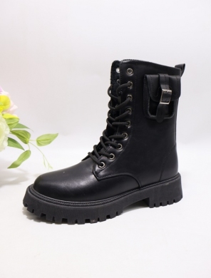 Botki damskie ocieplane na płaskim (36-41) 9124-1 BLACK