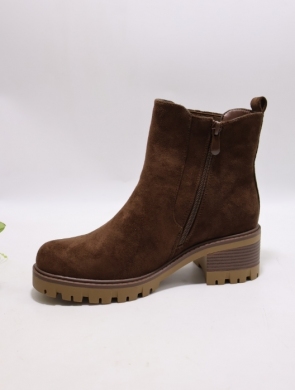 Botki damskie ocieplane na obcasie (36-41) WZ-71 BROWN