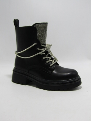Botki damskie ocieplane na płaskim (36-41) BM132 BLACK/PU