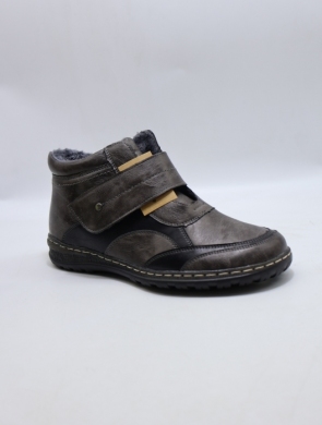 Botki damskie ocieplane na płaskim (37-42) 9666-5 GREY/BL
