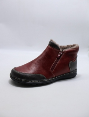 Botki damskie ocieplane na płaskim (37-42) 9680-4 RED/GREY