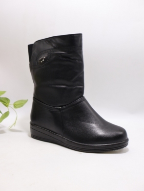 Kozaki damskie ocieplane na płaskim (39-43) 2207-6 BLACK