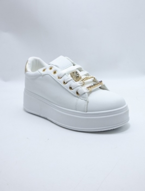 Buty sportowe damskie na płaskim (36-41) 1790 WH/GOLD