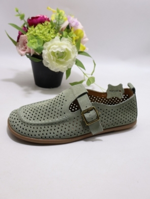Mokasyny damskie na płaskim (36-41) P-801 GREEN-SKÓRA
