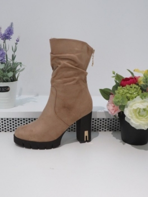 Botki damskie ocieplane na obcasie (36-41) HB-90 KHAKI