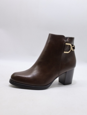 Botki damskie ocieplane na obcasie (36-41) 1369 BROWN