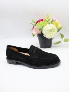 Mokasyny damskie na płaskim (36-41) A-704-2 BLACK-SKÓRA