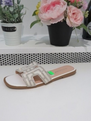 Klapki damskie na płaskim (36-41) P3097-22 WHITE