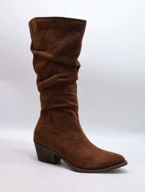 Kozaki damskie na obcasie (36-41) F233 BROWN