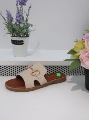 Klapki damskie na płaskim (36-41) 25062-15 BEIGE