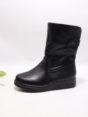 Botki damskie ocieplane na płaskim (37-42) 506-8 BLACK