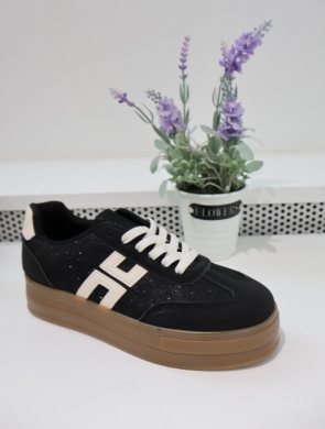 Buty sportowe damskie na płaskim (36-41) WX189 BLACK