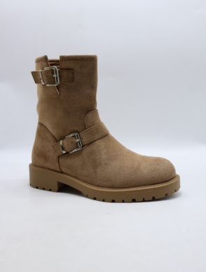 Botki damskie ocieplane na płaskim (36-41) 9170 CAMEL