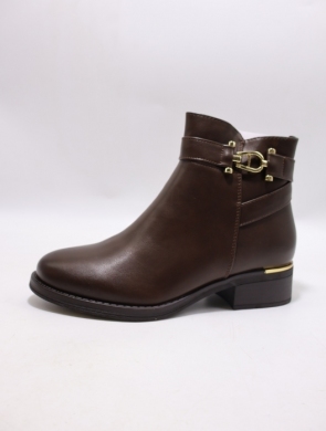 Botki damskie ocieplane na obcasie (36-41) 6672 BROWN