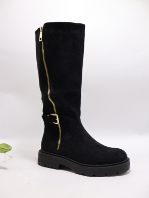 Kozaki damskie ocieplane na płaskim (36-41) 9165 BLACK