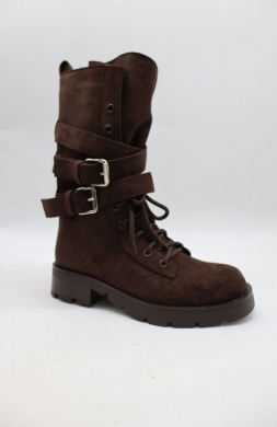 Botki damskie ocieplane na płaskim (36-41) CS-033 BROWN
