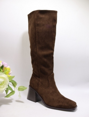 Kozaki damskie ocieplane na obcasie (36-41) 1874 BROWN