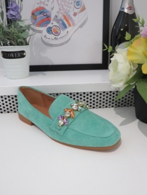 Mokasyny damskie na płaskim (36-41) 7139 GREEN