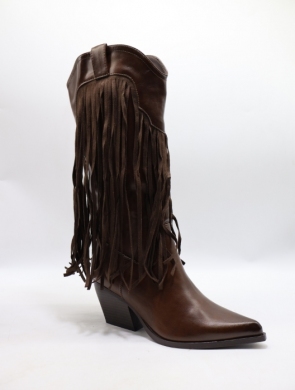 Kozaki damskie na obcasie (36-41) 9257 BROWN