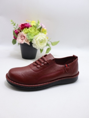 Półbuty damskie na płaskim (39-43) 25116-7 BURGUNDY