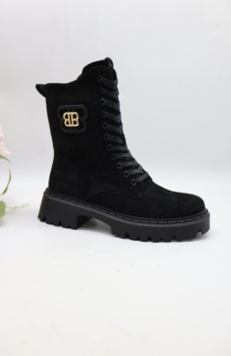 Botki damskie ocieplane na płaskim (36-41) QH7831 BLACK