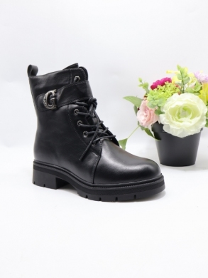 Botki damskie ocieplane na płaskim (36-41) SG-855 BLACK