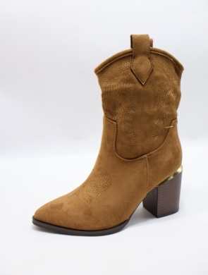 Botki damskie na obcasie (36-41) 7034 CAMEL