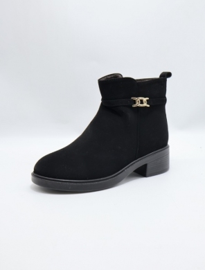 Botki damskie ocieplane na płaskim (36-42) W111 BLACK