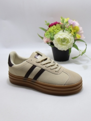 Buty sportowe damskie na płaskim (36-41) 24001 BE/BROWN